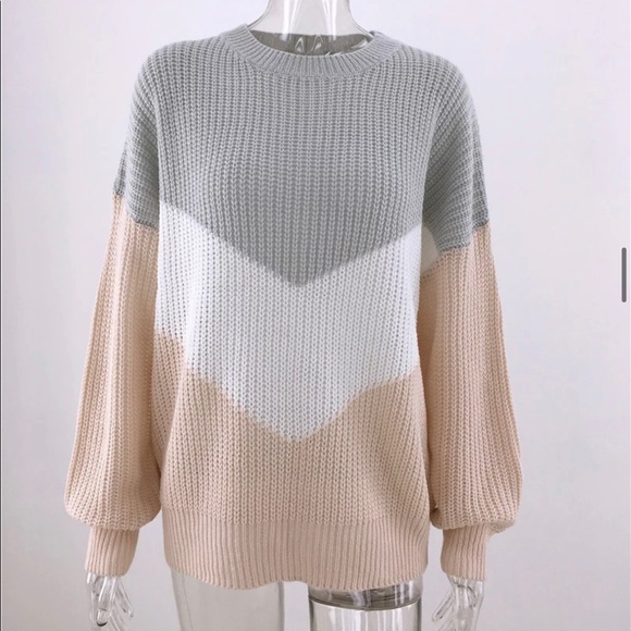 GRACEY’S // Color Block Oversized Pullover Sweater - Picture 4 of 8